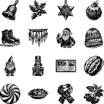 Collection of Christmas Art Vintage Illustrations vector