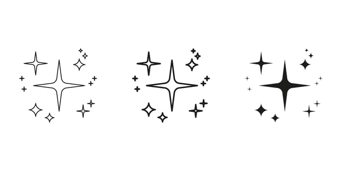 Star And Sparkle Decorative Line And Solid Icon Set. Radiant Twinkle And Shine Symbol Collection. Isolated Illustration vector