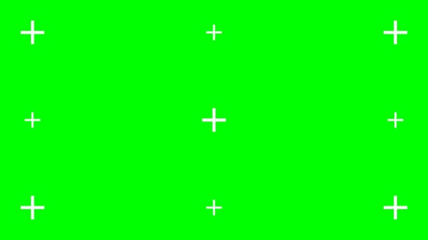 Greenscreen background with white tracking cross marks. Chromakey technique. technology to add visual effects or VFX during movie post production phase. flat illustration vector