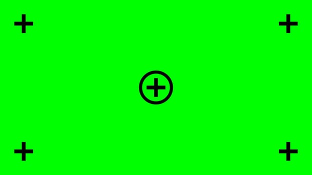Green screen background with black tracking cross marks. Chromakey technique in film making industry. Technology to add visual effects or VFX during movie post-production phase. illustration vector