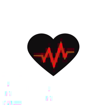 Flat minimal bold silhouette of heart rate monitor black silhouette with a red accent detail health wellness vector