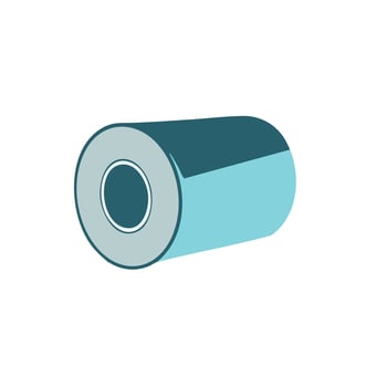 Minimal medical bandage roll light blue silhouette white accent healthcare and first aid design vector