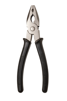 Pair of pliers isolated on transparent background, metal hand tool for gripping or bending, workshop equipment, hardware repair, wire cutter, chrome finish png