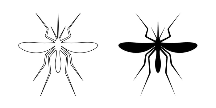 Mosquito icons isolated on white background. Gnat silhouettes. Poisonous flying insects. Malaria, dengue or zika virus concept. graphic illustration vector