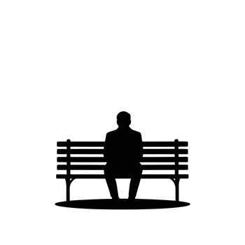 A solitary silhouette of a person is seated on a bench cutouts png