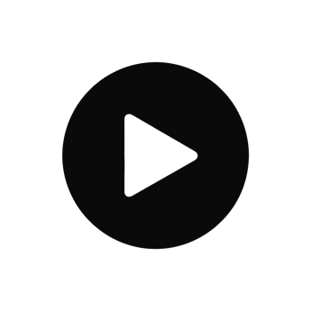 A bold black circle encloses a white, right-pointing triangle, symbolizing a play button cutouts png