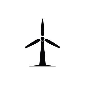 A minimalist black silhouette of a wind turbine cutouts png