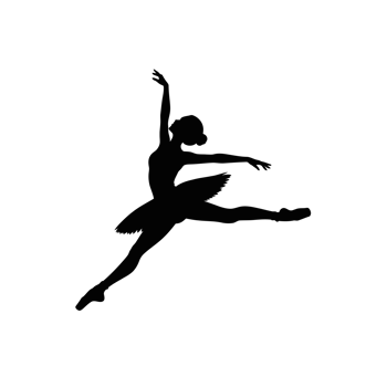 A ballerina is captured in mid-air, gracefully extending her arms and legs in a dynamic silhouette cutouts png