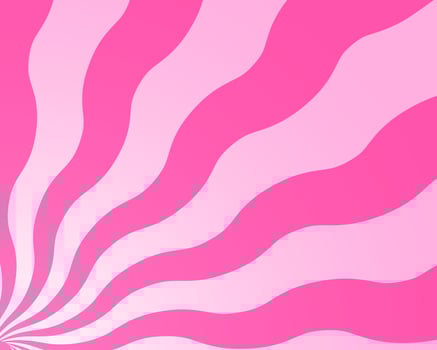 Wavy pink radial stripes corner background. Strawberry lollipop, candy, yogurt, ice cream or marshmallow print. Sunburst, explosion or surprise cartoon effect. Groovy y2k pattern. illustration vector