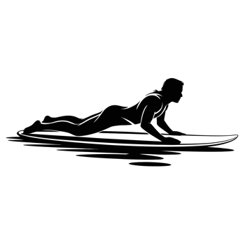 A silhouette of a person lying on a surfboard captures the essence of surfing and preparation. cutouts png