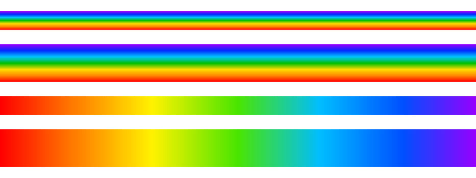 Visible light spectrum lines. Sunlight ultraviolet colors. Multicolored wavelengths. Borders with colorful rainbow print isolated on white background. illustration vector
