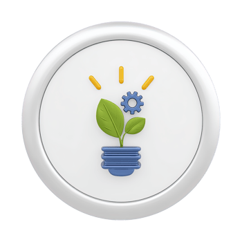 3D lightbulb with green plant inside on circular base for innovative eco-friendly ideas and sustainable energy Isolated rendered graphic for green growth concepts png