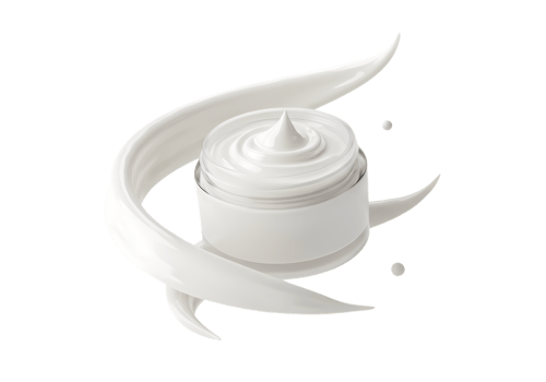 Cream Jar with Swirling Cream 3D Render White Background Cosmetic Product png
