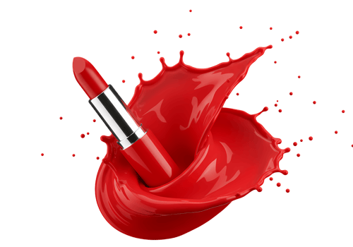 Red Lipstick Splash Vibrant Cosmetic Product in Dynamic 3D Render with Transparent Background png
