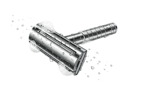 Wet Razor with Shaving Foam Closeup Silver Transparent Background Mens Grooming Product png
