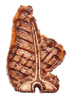 Grilled TBone Steak Closeup of a Juicy Brown and Perfectly Grilled Beef Steak on a Transparent Background png