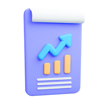3D icon Blue clipboard with upward trending bar chart and arrow symbolizing positive report performance growth or successful project Isolated png