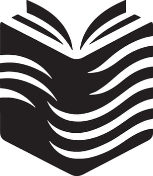 Black and white logo of a book illustration with a background. vector