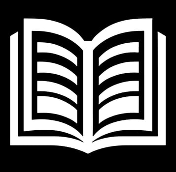 White open book icon illustration on a black background vector