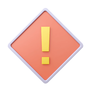 Caution sign with exclamation mark in diamond 3D rendered icon for warning alert important notice error notification or risk symbol png