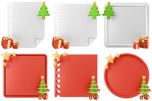 Christmas cards with red paper and christmas tree png