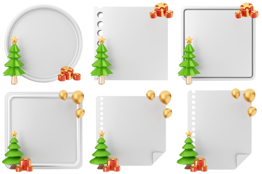 Christmas tree and presents on white paper png