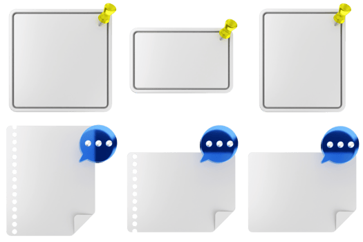 A set of blank paper with a ribbon and a speech bubble png