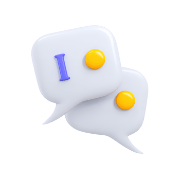 Overlapping speech bubbles with information i symbol 3D rendered icon for chat support message details online help or conversational assistance png