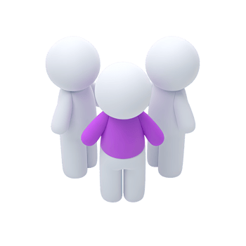 Figure leading two others 3D rendered icon for presentation team leader speaker instructor or small group guidance and management concept png