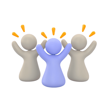 Three figures brainstorming with idea lightbulbs a 3D rendered icon for collaborative innovation team creativity shared insights or group problem solving png