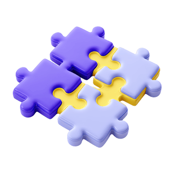 Interconnected puzzle pieces a 3D rendered icon representing teamwork collaboration problem solving strategy integration or finding a complete solution png