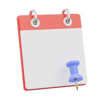 Blank calendar page with pushpin a 3D rendered icon for marking important dates setting reminders scheduling events or pinning notes for organization png