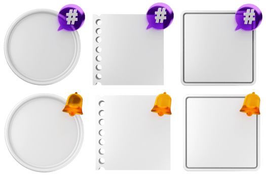 A set of blank paper with a purple button png