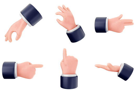 A set of four different hand gestures png