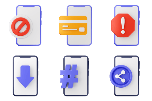 A set of icons for mobile phones with different symbols png