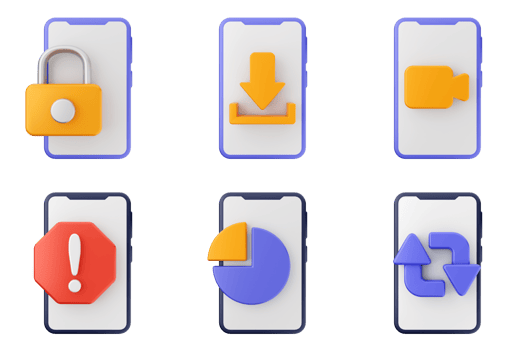 A set of four different icons on a smartphone png