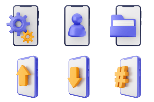 A set of icons for an app on a smartphone png