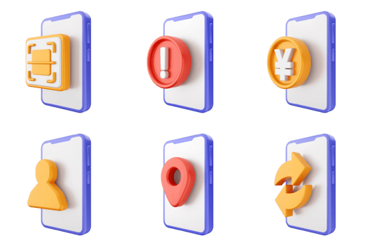 Mobile phone icons set 3d illustration png