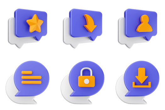 A set of four speech bubbles with icons png