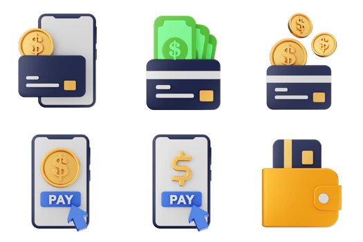 Mobile payment icons set png