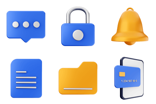 A set of icons that include a phone, a credit card, a bell and a lock png