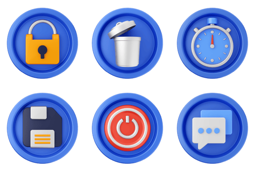 A set of blue buttons with various icons png