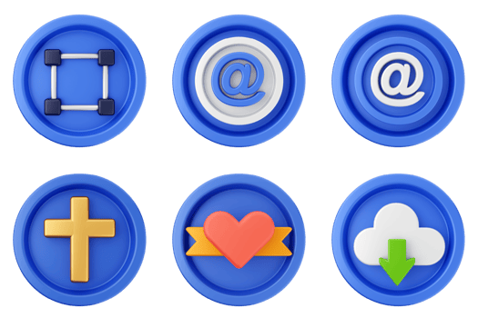 A set of blue buttons with different icons png
