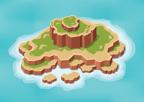 Isometric natural green grassy island vector