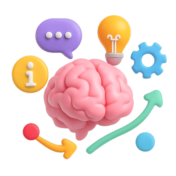Creative 3D Brain Design with Ideas and Concepts for Innovation png
