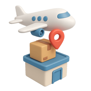 Delivery Concept Featuring Airplane and Package in 3D Style png