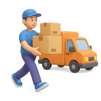 Man Loading Boxes into Truck in a Simple Animated Style png