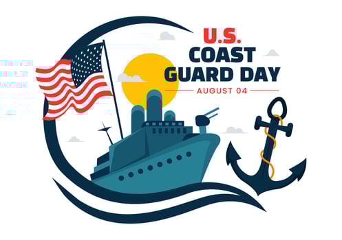 USA Coast Guard Celebration Art with Flat Design Ship and National Flag vector