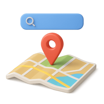 3D Map Locator Design with Simple Search Bar and Pin Icon png