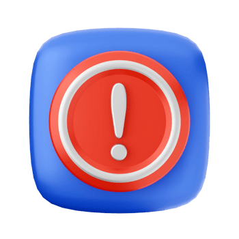 A red and blue icon with an exclamation sign png